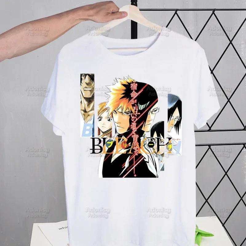 Bleach Anime Kurosaki Ichigo Japanese T Shirt Men Retro Washed Tops Tees Harajuku Tshirt Streetwear Hip Hop Male T-shirts