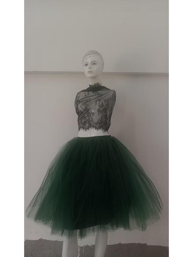 Elegant Five-Layer Tulle Half-Length Puffy Skirt - 65cm Long