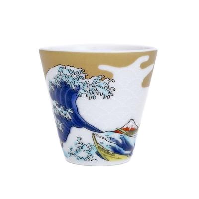 Kutani a Traditional Craft of the Hokuriku This Sake Cup Features a Wave Design by and Can Also Be Used As a Sake Bottle or Accessory a Stylish and