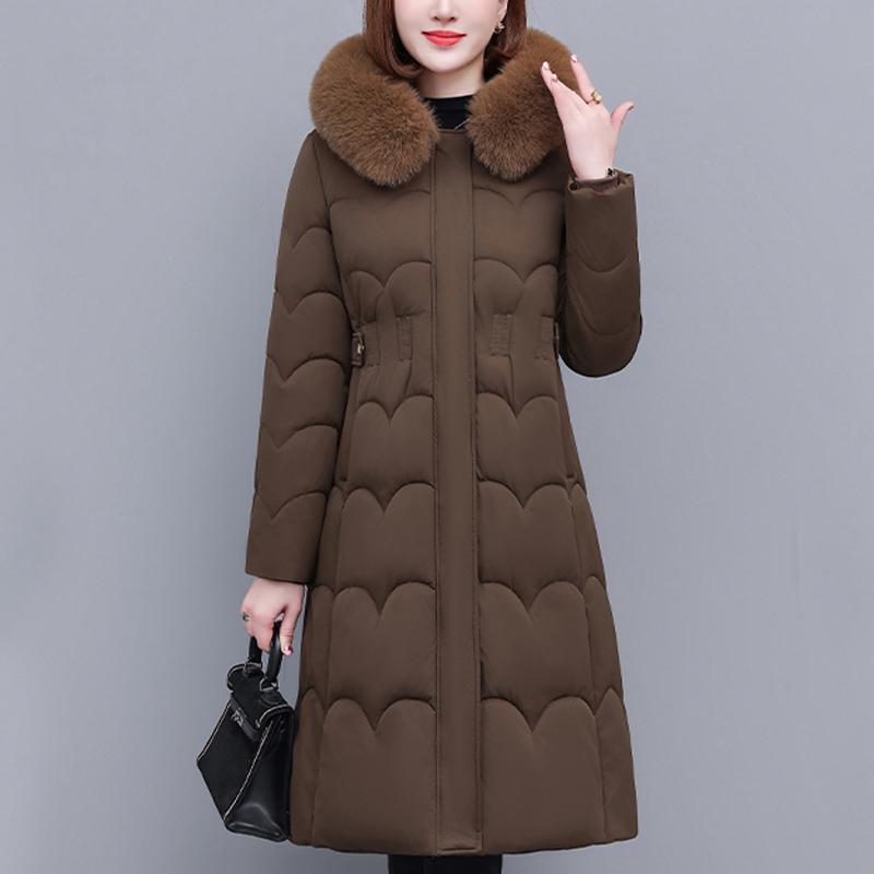 

Женские зимние пальто с капюшоном, элегантные толстые теплые парки больших размеров, женская куртка с воротником из искусственного меха 3XL коричневый
