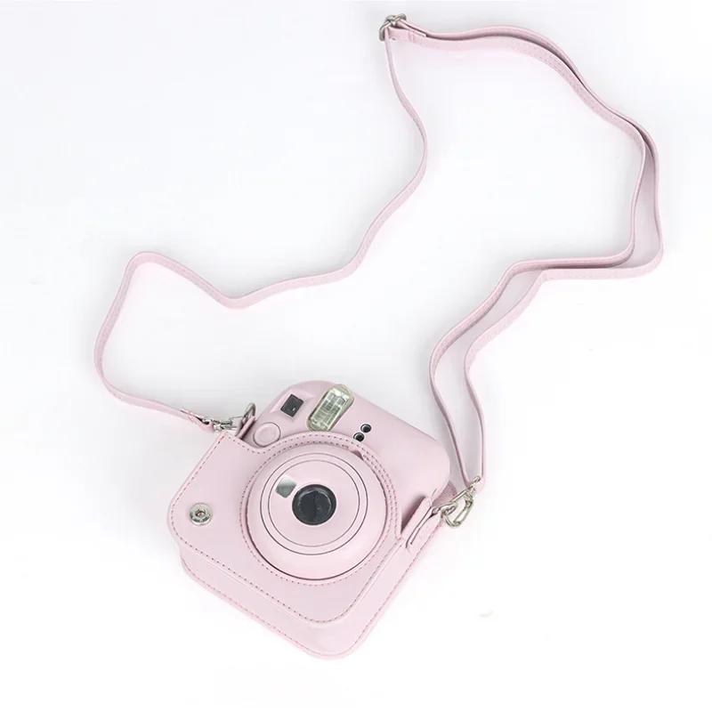 Instax Mini 12 Kamera Kılıfı PU Deri Yumuşak Koruyucu Kılıf Fujifilm Film Kamera Çantası için Omuz Askılı Seyahat Çantası