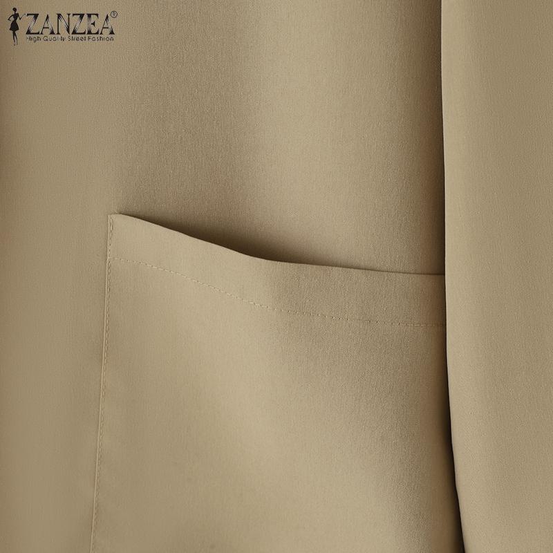 ZANZEA Women Autumn V-Neck Padded Shoulder Long Sleeve Suit Jackets