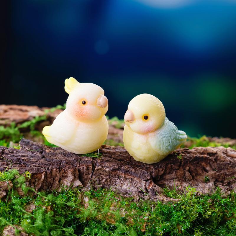 4Pcs Cute Resin Parrot Animal Figurine Style Fairy Shelf Sculpture Desktop Ornament Crafts Diy Flowerpot Decoration Accessories