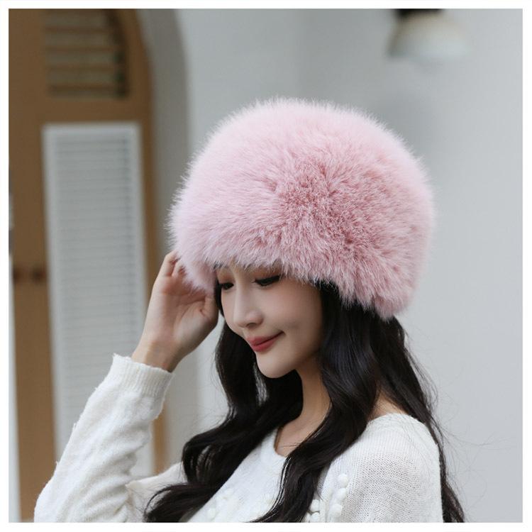 Autumn and Winter New Imitation Mink Hat Women's Mongolian Hat Thickened Warm Hat Women's Imitation Fur Fashion Simple Bucket Hat