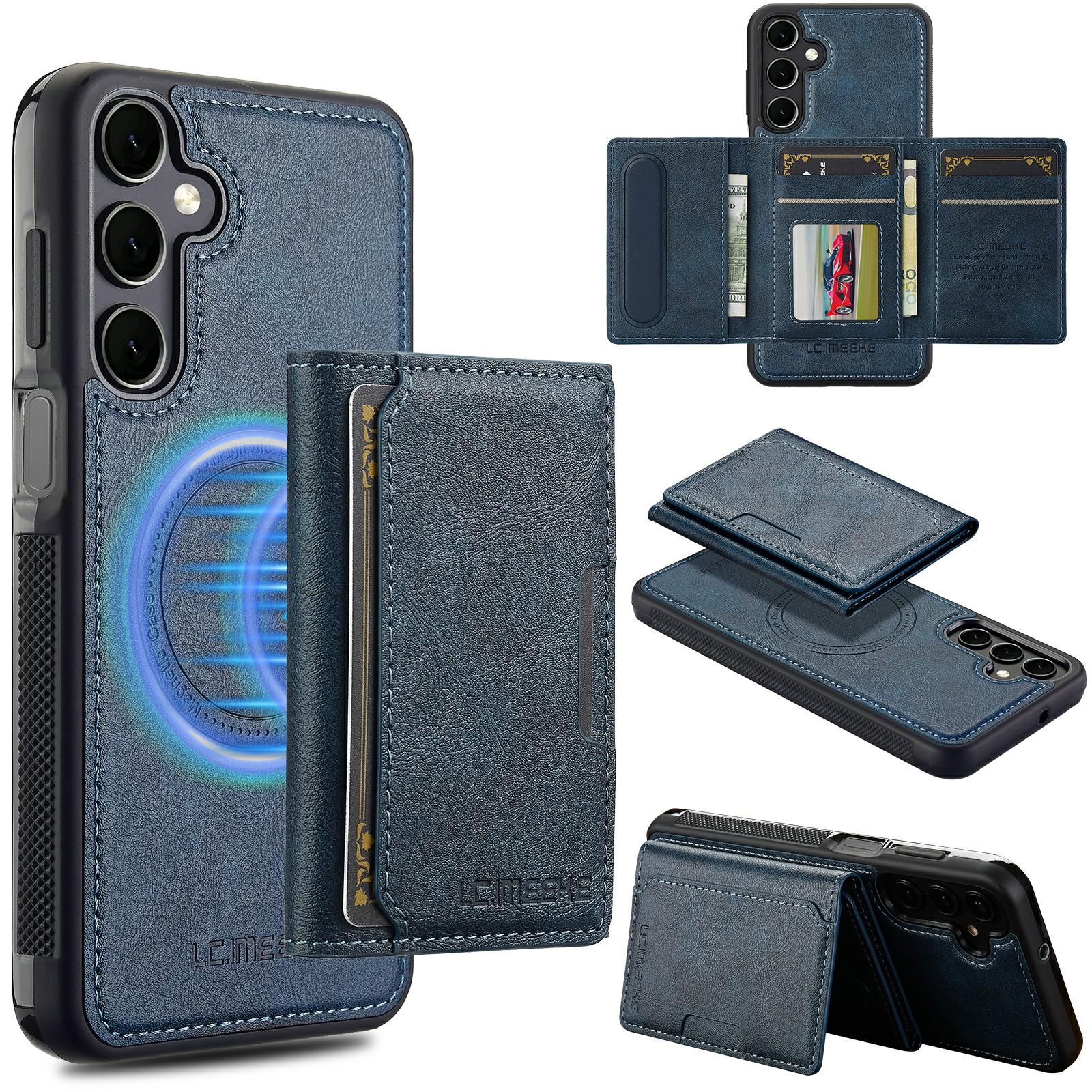 

LC.IMEEKE L5 For Samsung Galaxy S25 FE Magnetic Phone Case Leather Back Cover with Detachable Card Holder C
