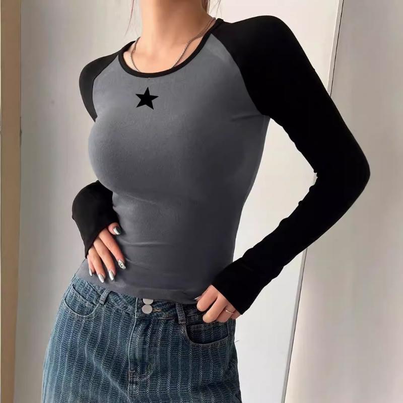 Crew Neck Tight Long-sleeved Top Spice Girl T-shirt Versatile Comfortable