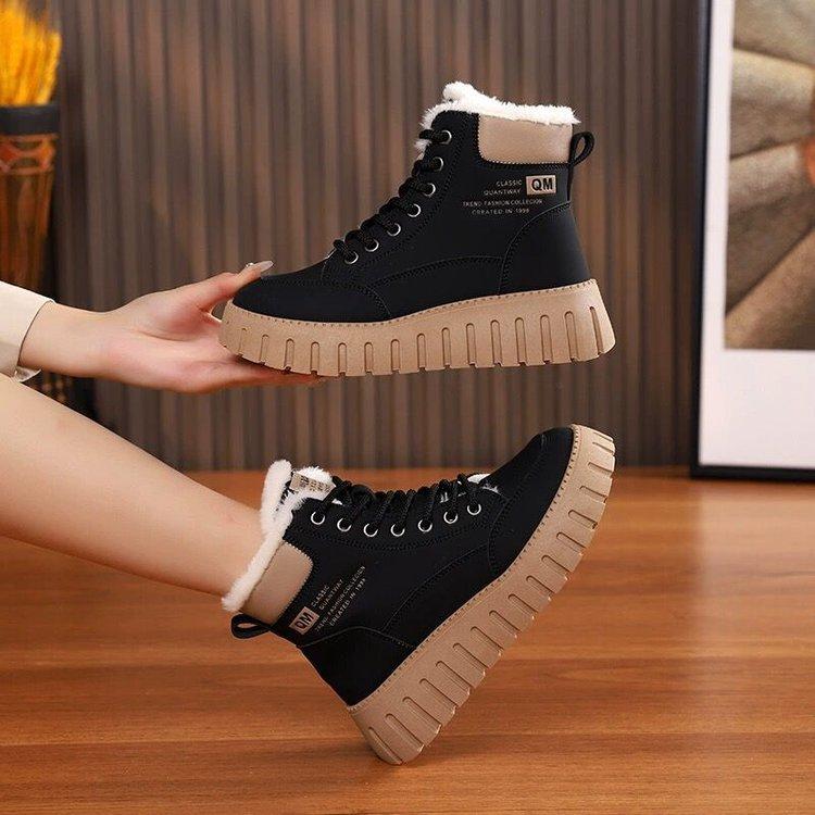 Winter new high-top velvet Martin boots female students thick-soled casual warm street shot K