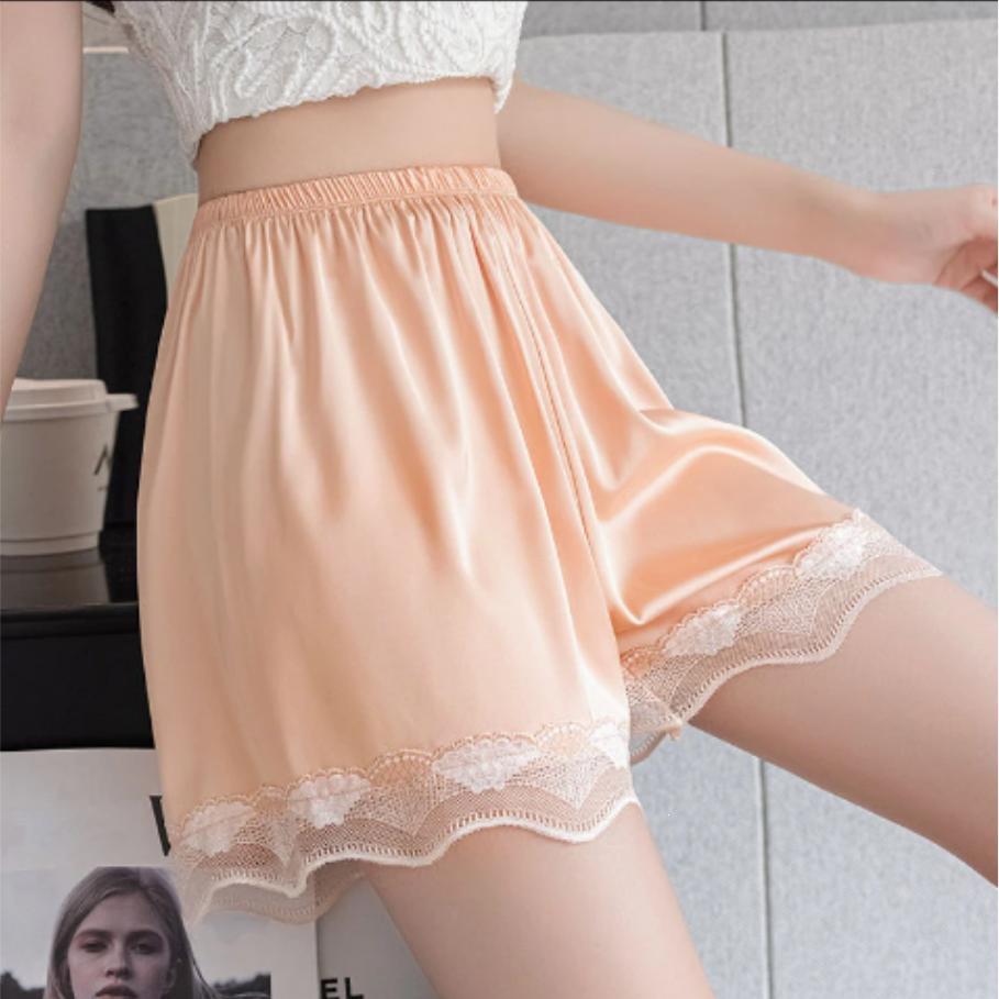 

Women s Summer Loose Lace Trim Ice Silk Safety Pants - No Rolling Hem, Anti-Exposure, Plus Size, Wearable Outdoors. M (Recommended Weight: 70-100 lbs)