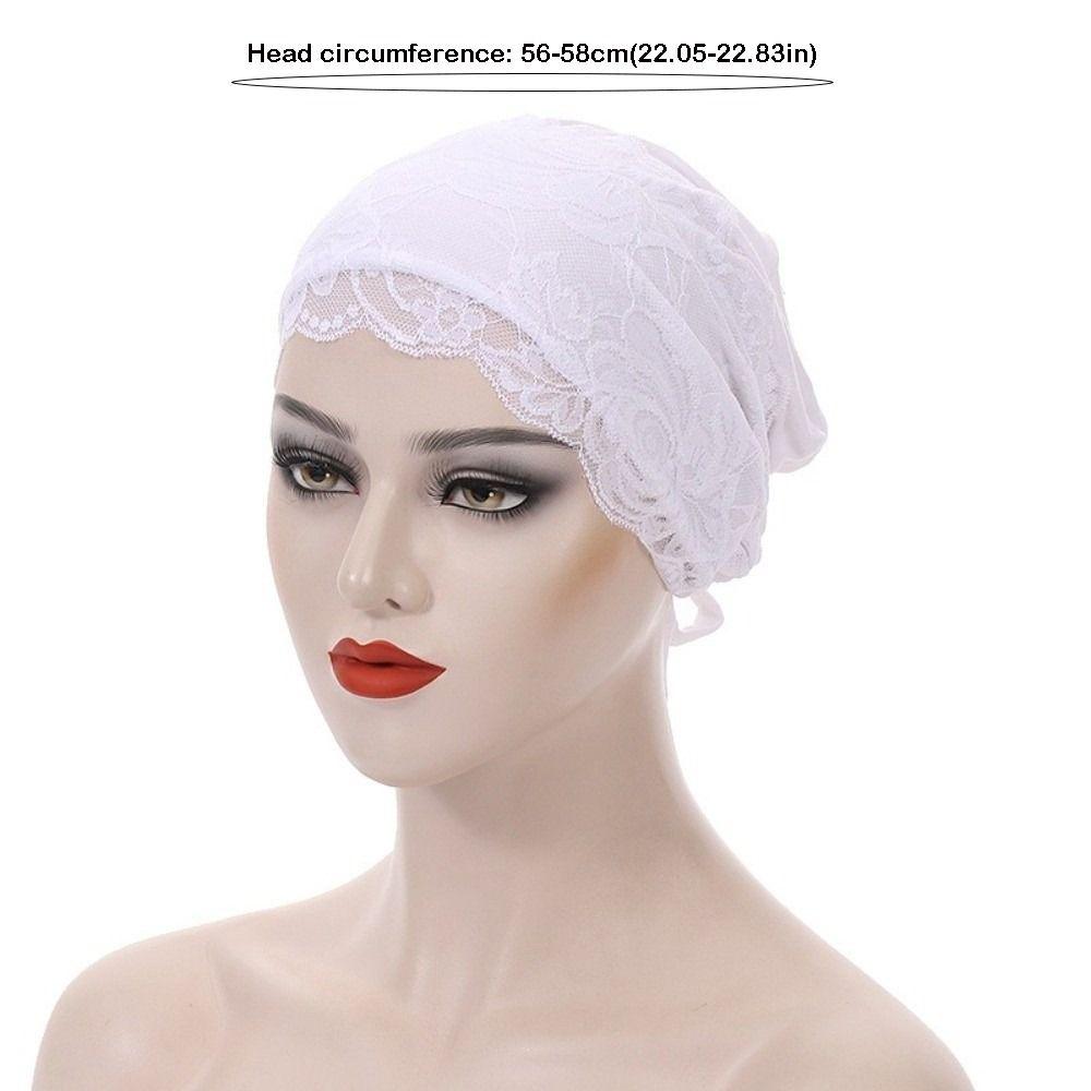 Fashion Elegant Turban Hat Solid Color Elastic Hijab Cap Breathable Tie Straps Under Scarf Caps Female Head Covering