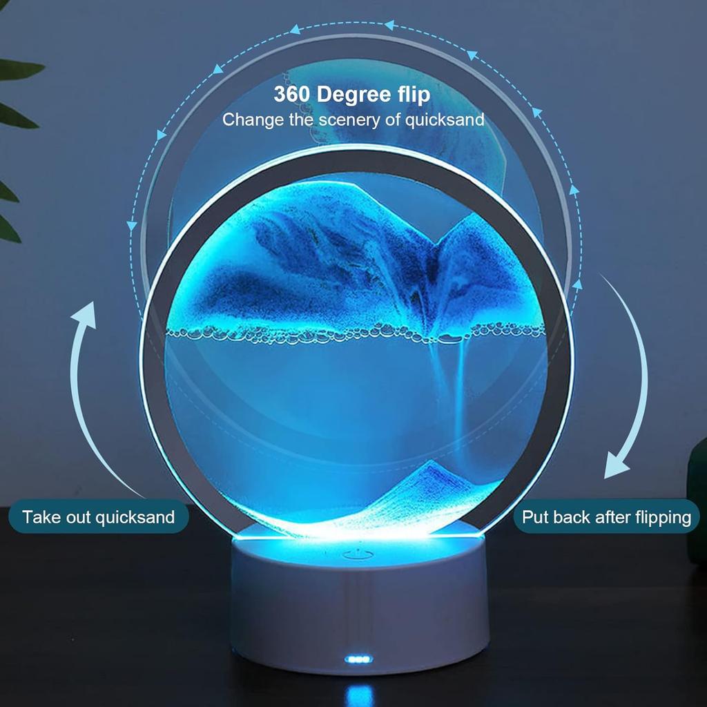 1Pack Dimmable 3D Dynamic Quicksand Lamp | Deep Sea Sandscape Art Night Light for Bedroom/Office, Decorative Bedside Table Lamp