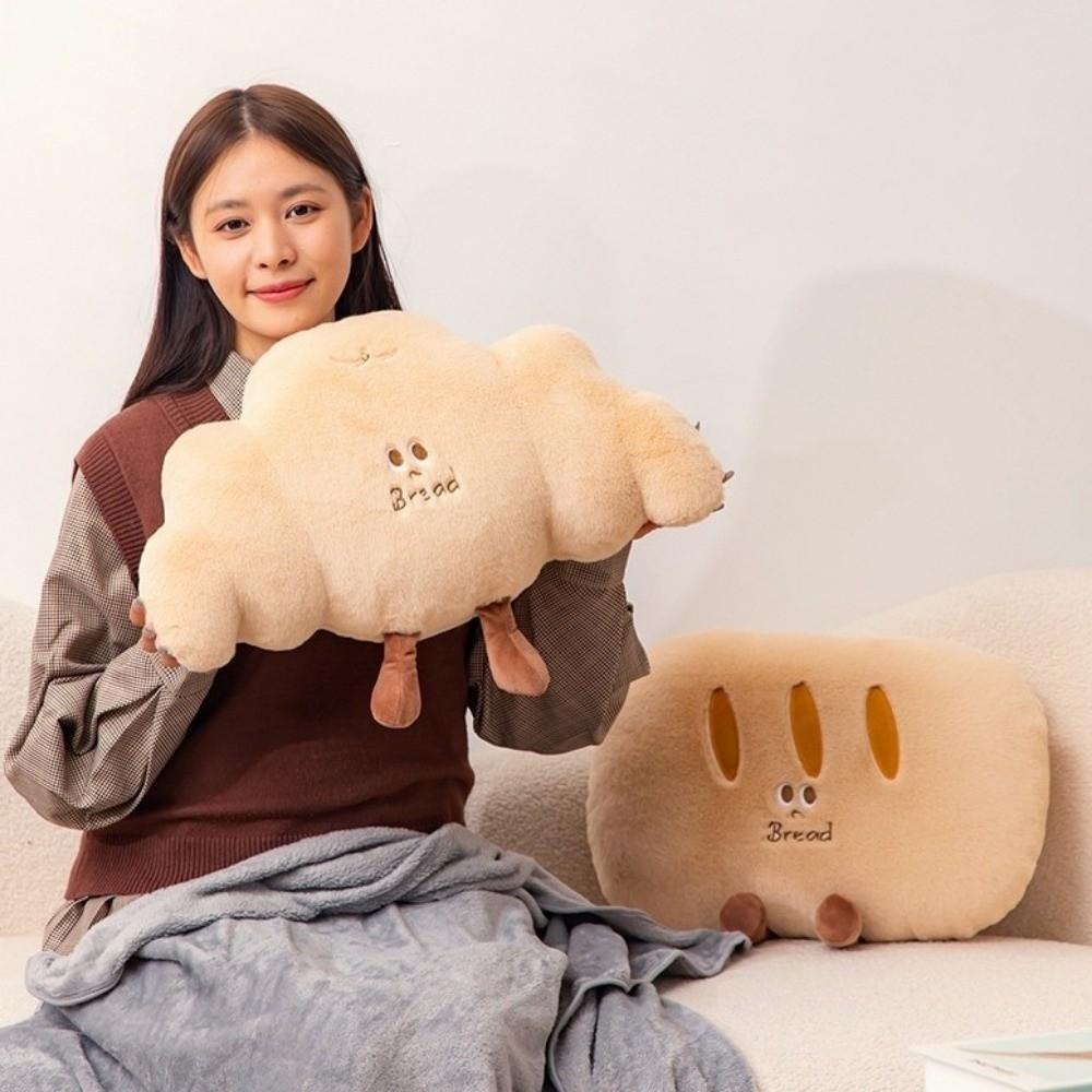 Soft Cow Horn Pillow Plush Air Conditioner Cushion Bread Pillow Blanket  For Bed and Sofa Decor