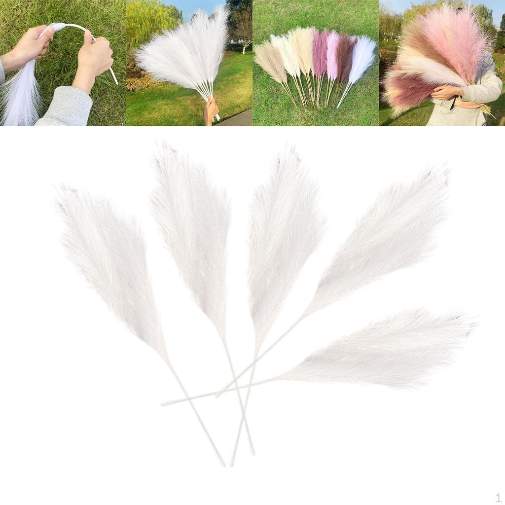5Pcs 70cm Artificial Pampa Grass Dried Branches Stems Faux Bulrush Reed Flower For Vase