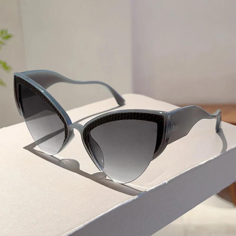 Oversized Cat Eye Sunglasses Women Stylish Butterfly Shaped Gradient Shades Ins Trendy Luxury Brand Design Sun Glasses