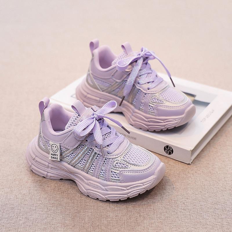 Girls Waterproof Leather Chunky Sneakers Spring Autumn Velcro Athletic Shoes For Kids Fashion Casual Running Trainers