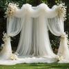 Tüllstoff Himmelblau Transparent Tischläufer Stuhl Schleifen Hintergrund Vorhänge für Babyparty Geburtstag Hochzeit für Party Fotos Dekoration