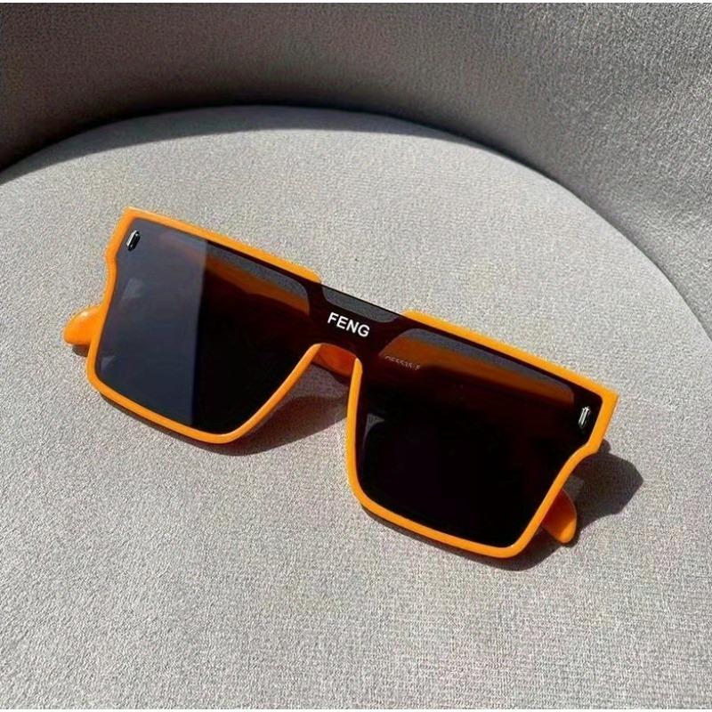 Women Oversized Square Retro Sunglasses Neon Green Accents Lightweight Plastic Frame Decorative Lenses Street Style