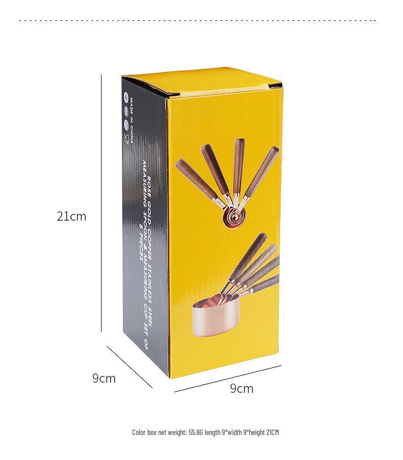 Belly Cup Rose Gold & Walnut Wood Measuring Spoon and Acacia Cup Set