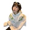 Embroidery retro heavy industry machine embroidery hooded sweater women's casual lazy wind fleece thickened men's hoodie autumn and winter coat