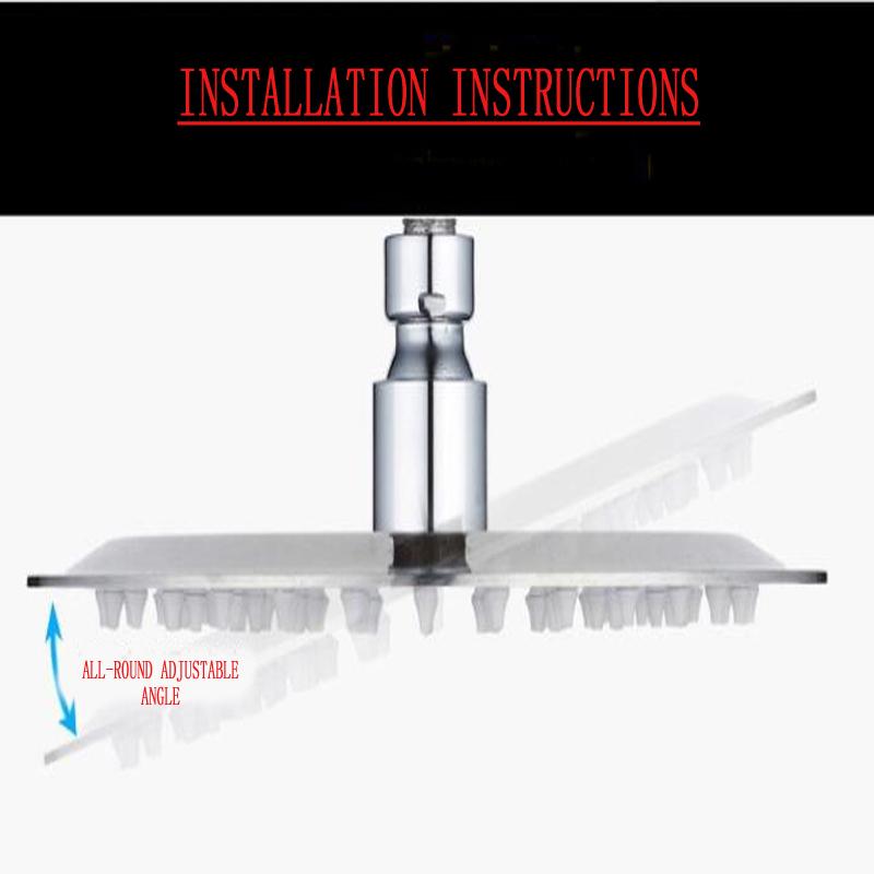 SUS304 Stainless Steel Top ultra-thin Turbocharged Large Shower Nozzle 6-10 Inch Square Circular Top Spray Mirror Shower Head