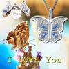Women Necklace Butterfly Open Heart Rhinestone Women Pendant for Gift