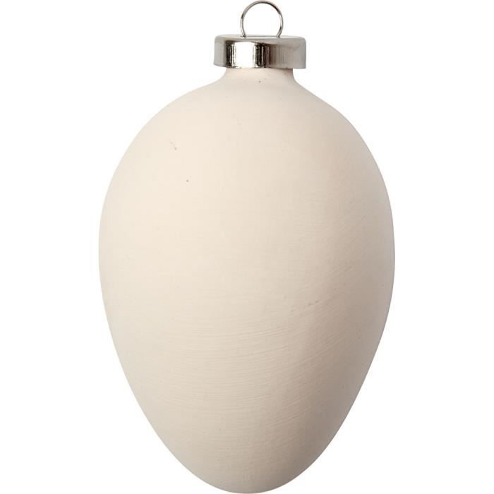 Oeufs en terre cuite brute avec collier en métal et anneau. Paquet de 2 pièces. Réf 50515