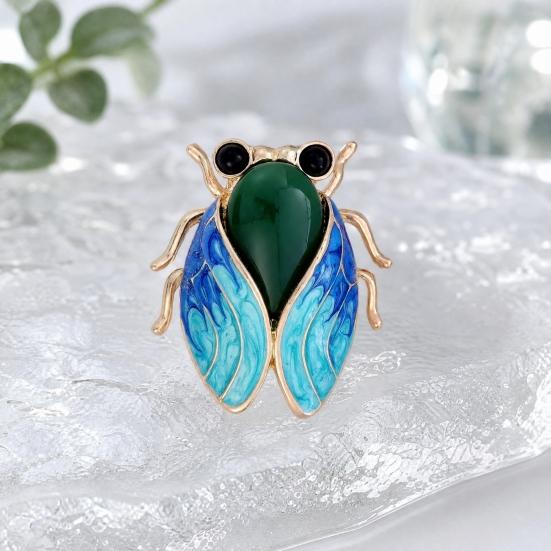 Broche Estilo Nacional, Alfinete de Lapela com Design de Cigana com Asas de Esmalte e Textura de Jade Sintético, Insígnia Cheongsam para Acessórios de Vestuário Chinês