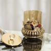European Glass Candy Jar Gold Cutout Jewelry Cosmetic Storage Box Household Nut Fruit Jewelry Storage Box Gold Flower Decoration