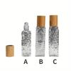3pcs/set Transparent Glass Roller Bottle Wood Grain Cap for Essential Oils Roll-On Refillable Perfume Bottle Roller Ball Empty