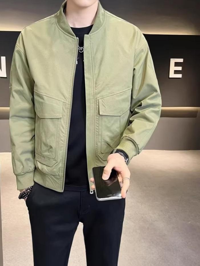 Herren Trendige Baseballkragenjacke - Einfarbige, Lässige & Vielseitige Reißverschluss-Oberbekleidung