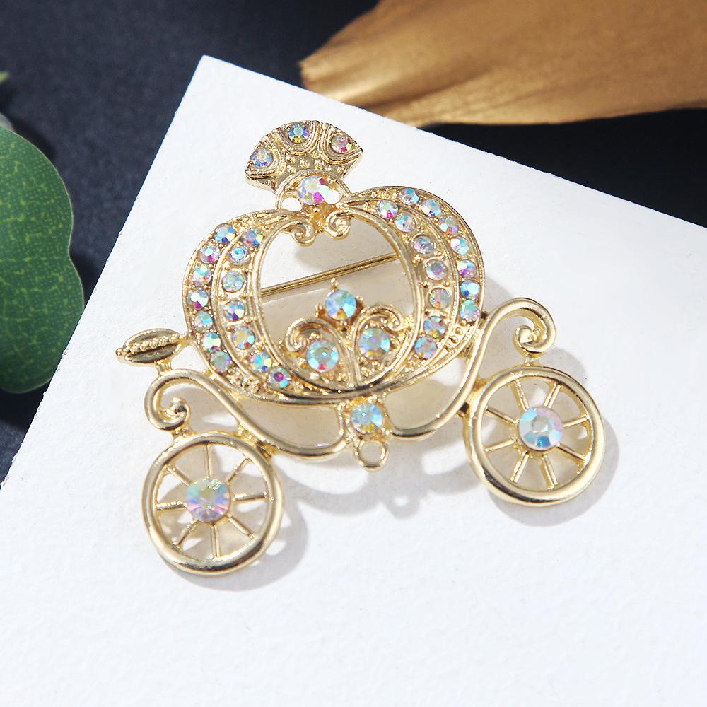 Gray Gu Liang Pumpkin Car Brooch Fairy Tale Style Color Medieval Block Retro Temperament Women'S Pin