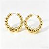 18K Solid Gold Bubble Korean Hoop Earrings Au750 Dangle Earrings Stacks Ball Circle Hollow Gold Hoops for Men Women