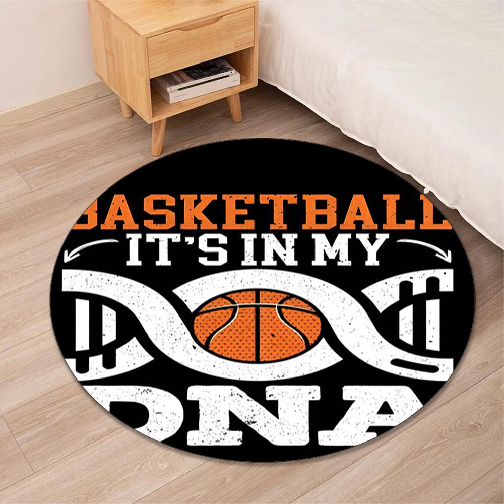 Basketball Printed Round Rug Carpet Chair Rug Area Rug Entryway Doormats,for Office Chair Living Room Bedroom Kitchen Room.