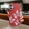Pink Butterfly Pattern Leather Texture Slim Soft Phone Case For iPhone 16 Pro Max 15 14 Pro 13 12 11 TPU Matte Lens Protection Shockproof Bumper Cover
