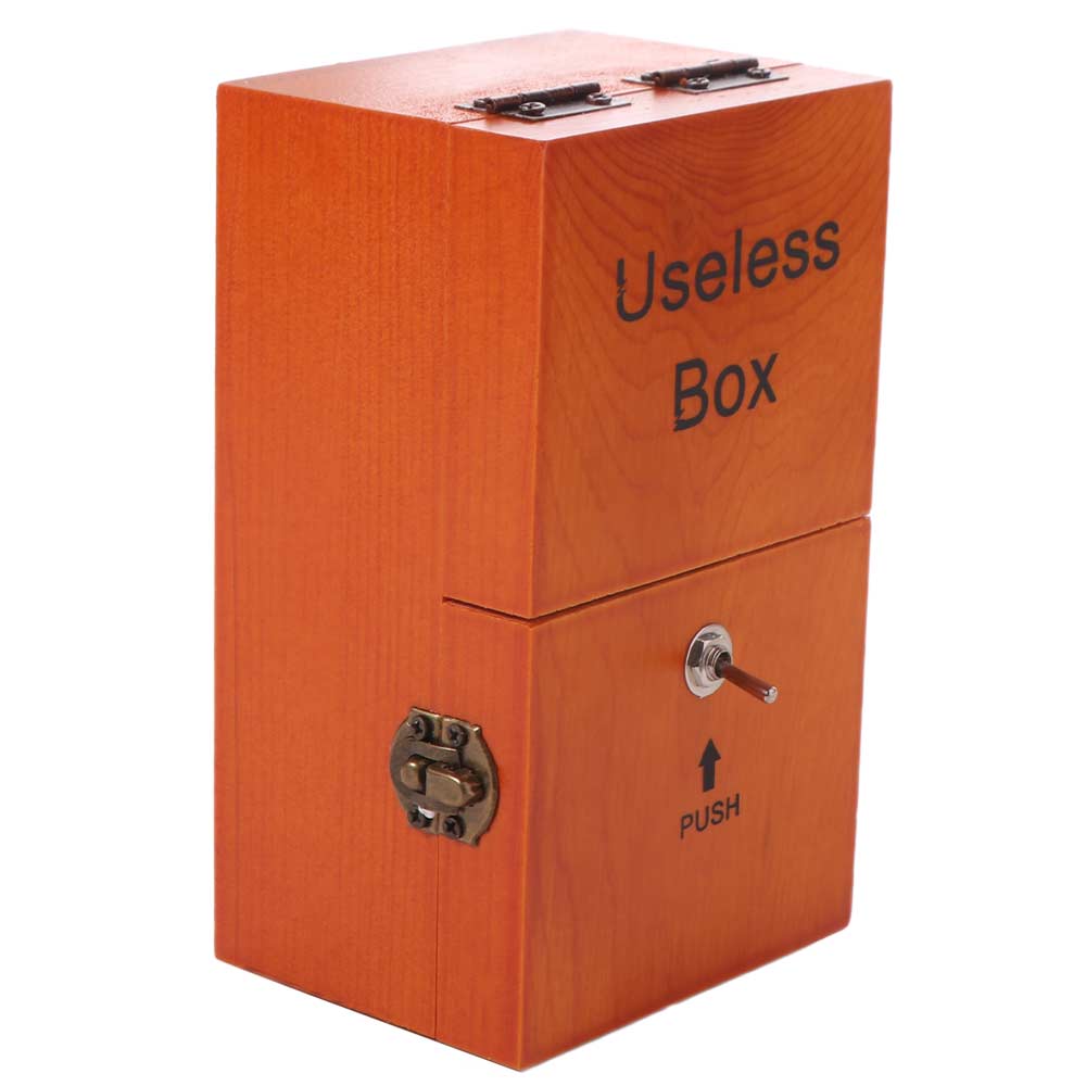 Leave Me Alone Useless Box Wood Color Table Decoration Electronic Useless Box Interesting Playful Plaything Wooden Useless Box OneSize