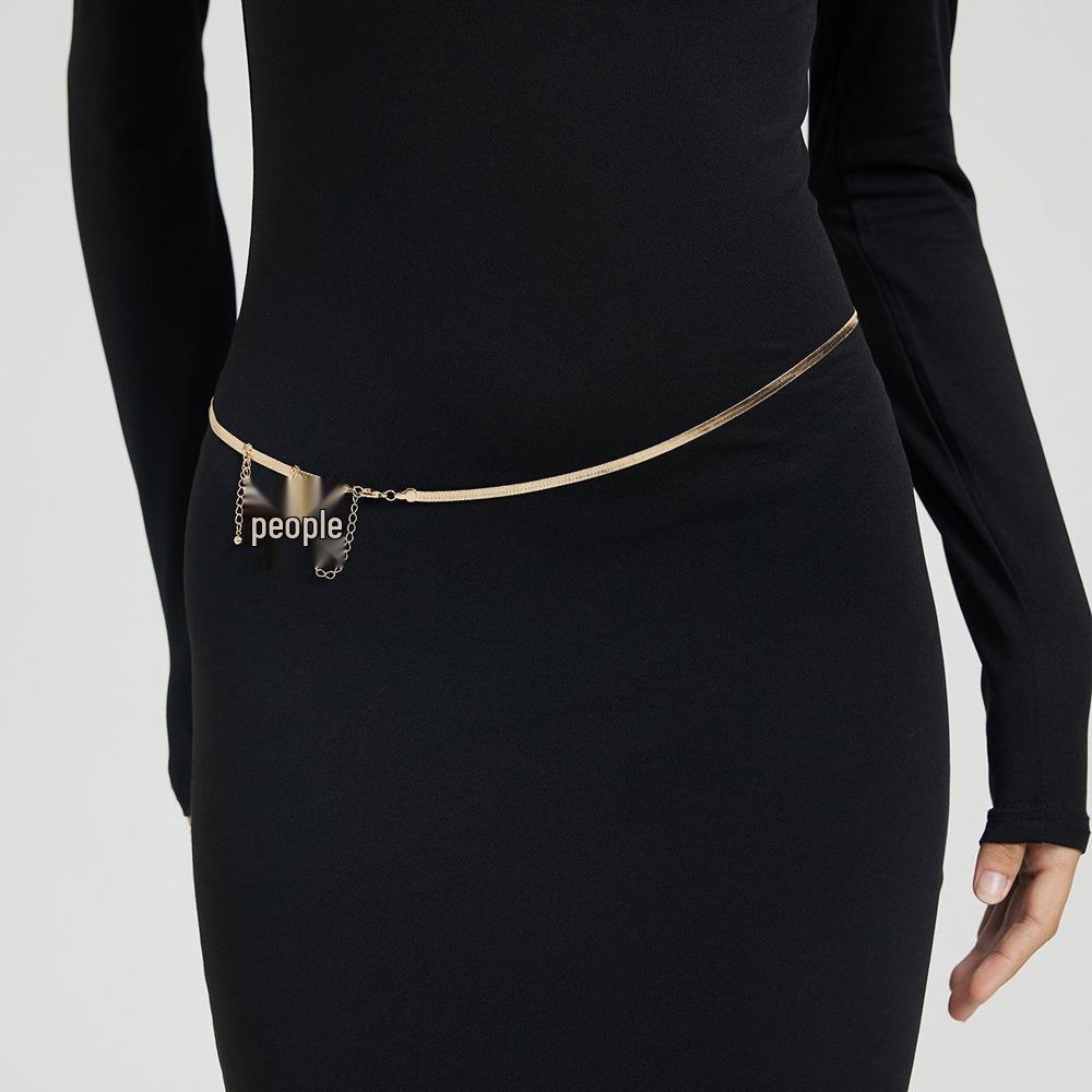 European & American Versatile Snake Chain Women s Fashionable Metal Waist Chain for Beach Party