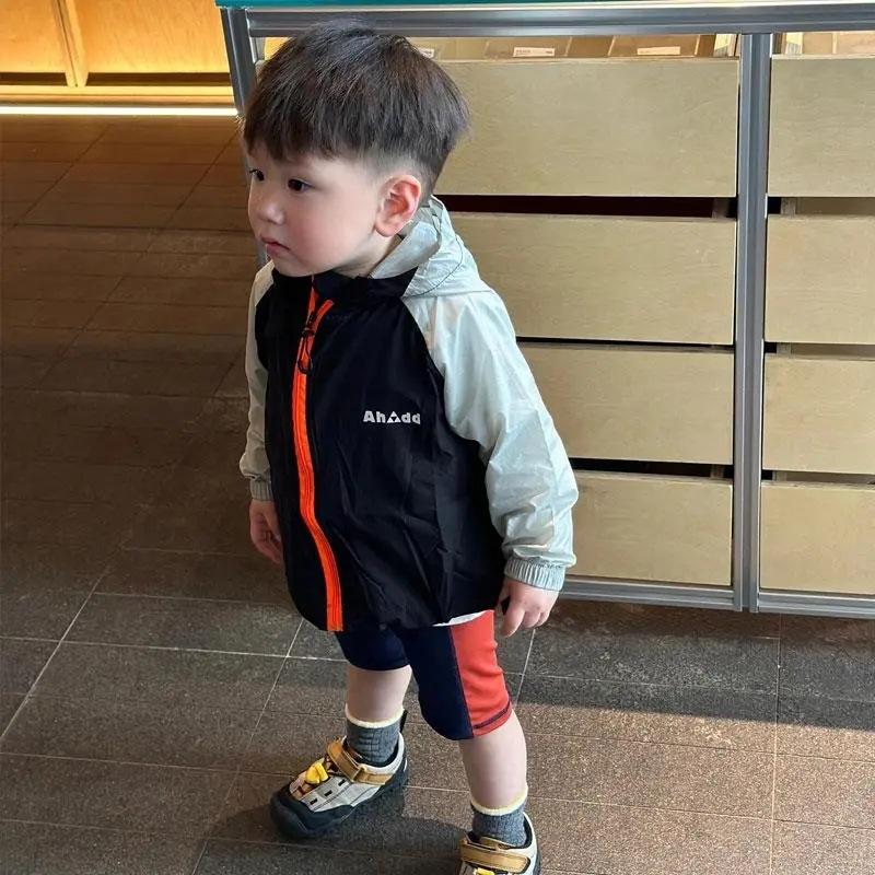 Boys Spring Korean Hooded Windbreaker Kids Cool Sun Protection Jacket 80