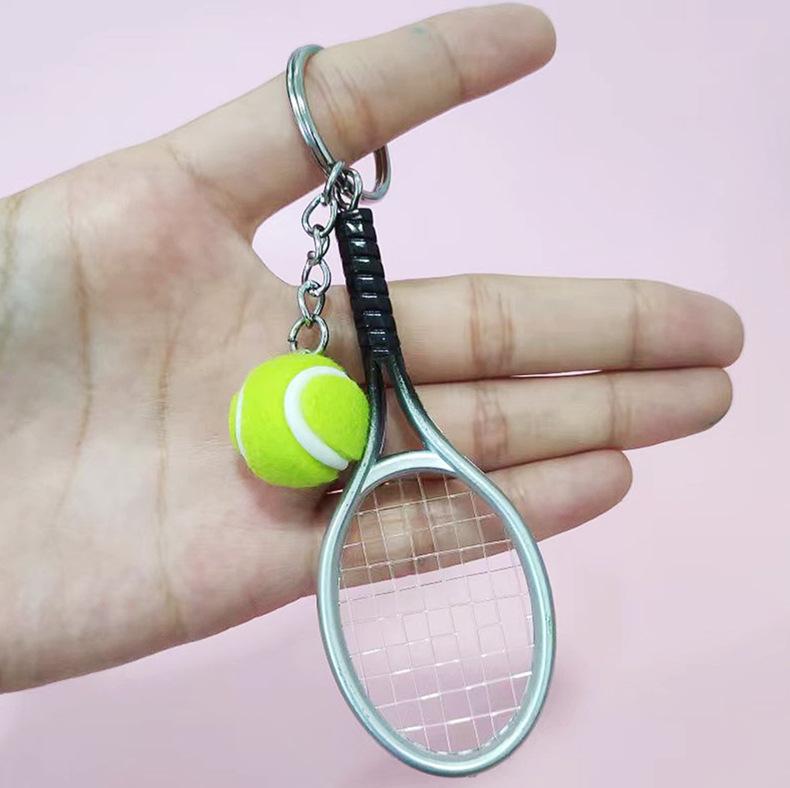Creative Fashionable Tennis Racket Keychain: New Year Horse Souvenir & Bag Charm Pendant