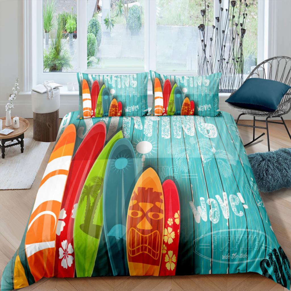 Sea Surfing Bedding Set Surf Modern Outdoor Extreme Sports Duvet Cover Queen King Ocean Surfboard 2/3Pcs Quilt Cover