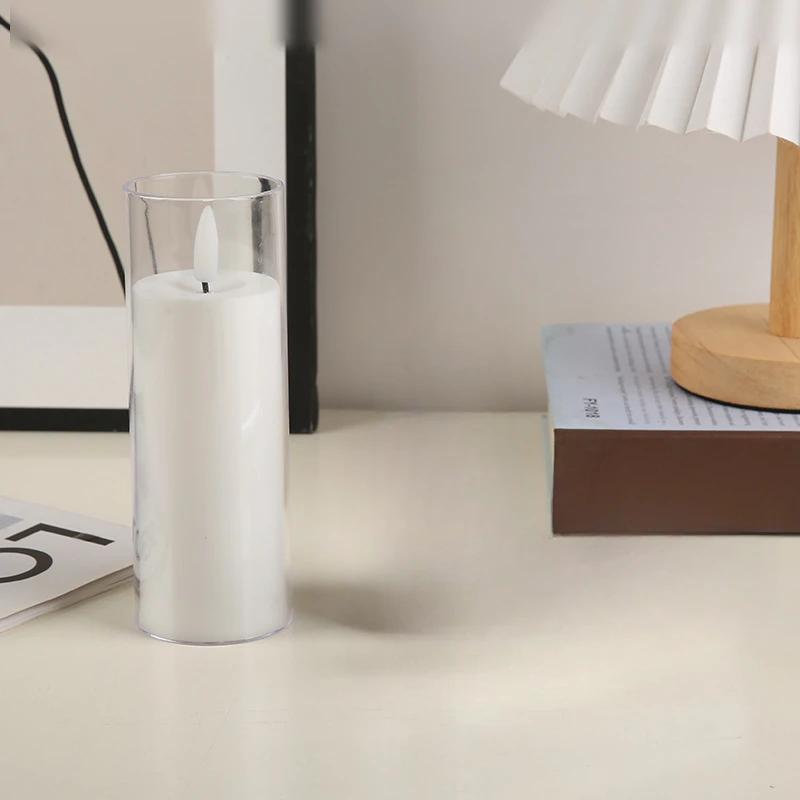 

Candle Lamp LED Electronic Candle Acrylic Cup Birthday Party Confidential Room Wedding Decoration 5.5cm x 13.5cm