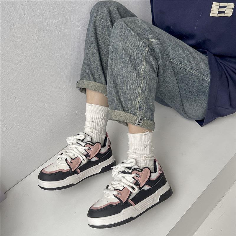 

Muffin platform fashion Internet celebrity board shoes women s 2025 autumn new round head lace-up casual white shoes sports shoes 40