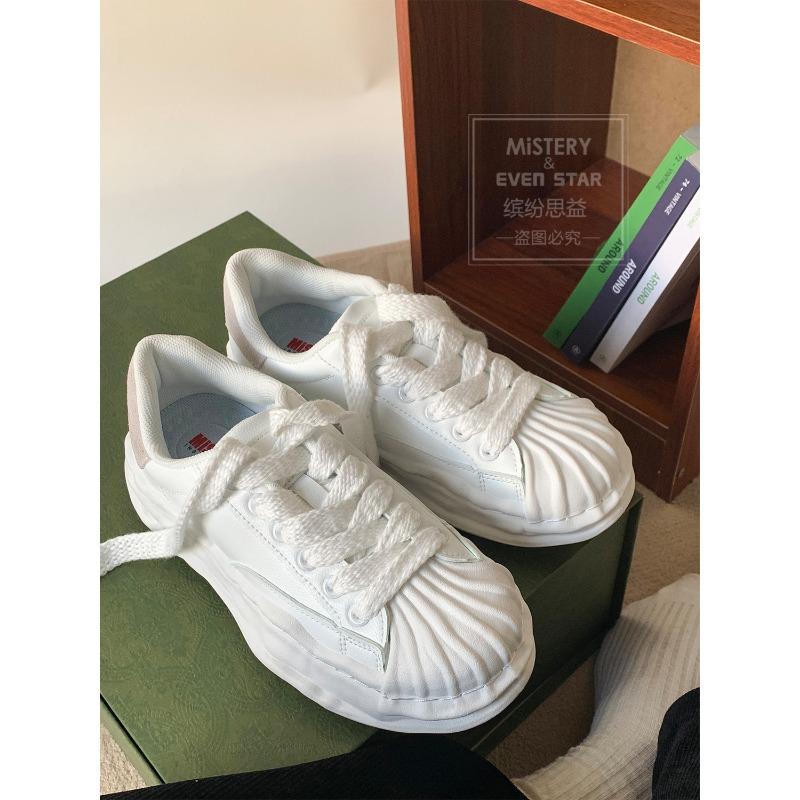 Shell head thick sole heightening niche white shoes new casual shoes children's tide 635