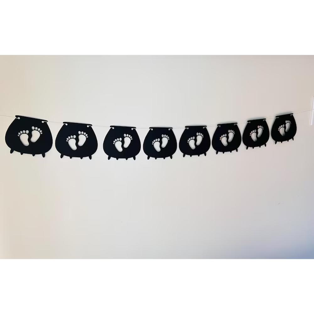 

Baby Feet Cauldron Banner A Little Boo Is Due Decor Halloween Baby Shower Momster To Be Witch Baby Cauldron Bunting Autumn Decor Single 11.5x13cm