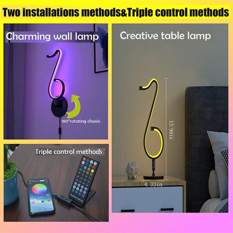 Led Musical Note Light Colorful Rgb Atmosphere Table Lamp Bedside Night Light For Bedroom Office