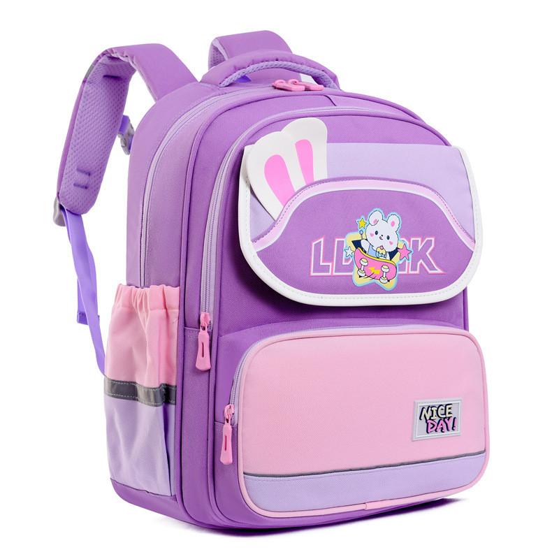 

Adorable Kids School Backpack With Breathable Oxford Fabric Modern Colorful Design Purple