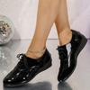 Spring and Autumn New Large Size Leather Shoes Women's Carved Lace-up Casual Single Shoes