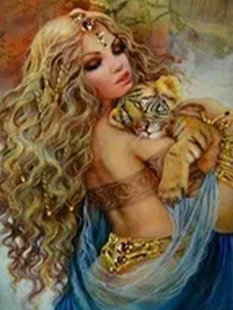 5DDIY Diamond Painting Women's Portrait Picture Full Square Round Diamond Embroidered Mosaic Flower Animal Home Decoration