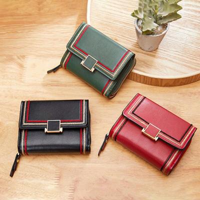 Retro Color Blocking Line Women's Half-wallet Square Mini Wallet