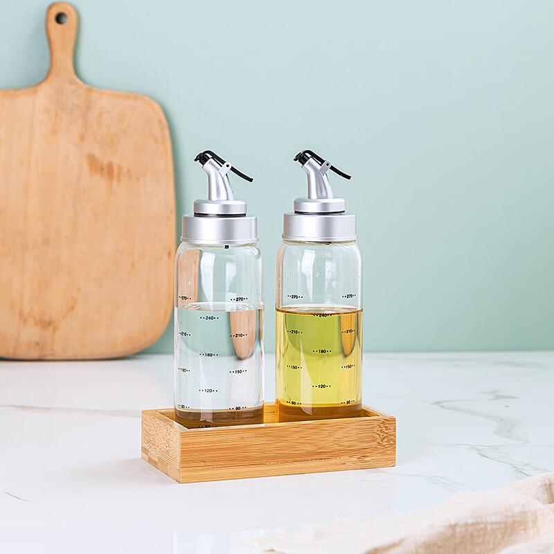 Qianxing High Borosilicate Glass Spoon-Lid Oil & Condiment Dispenser Set