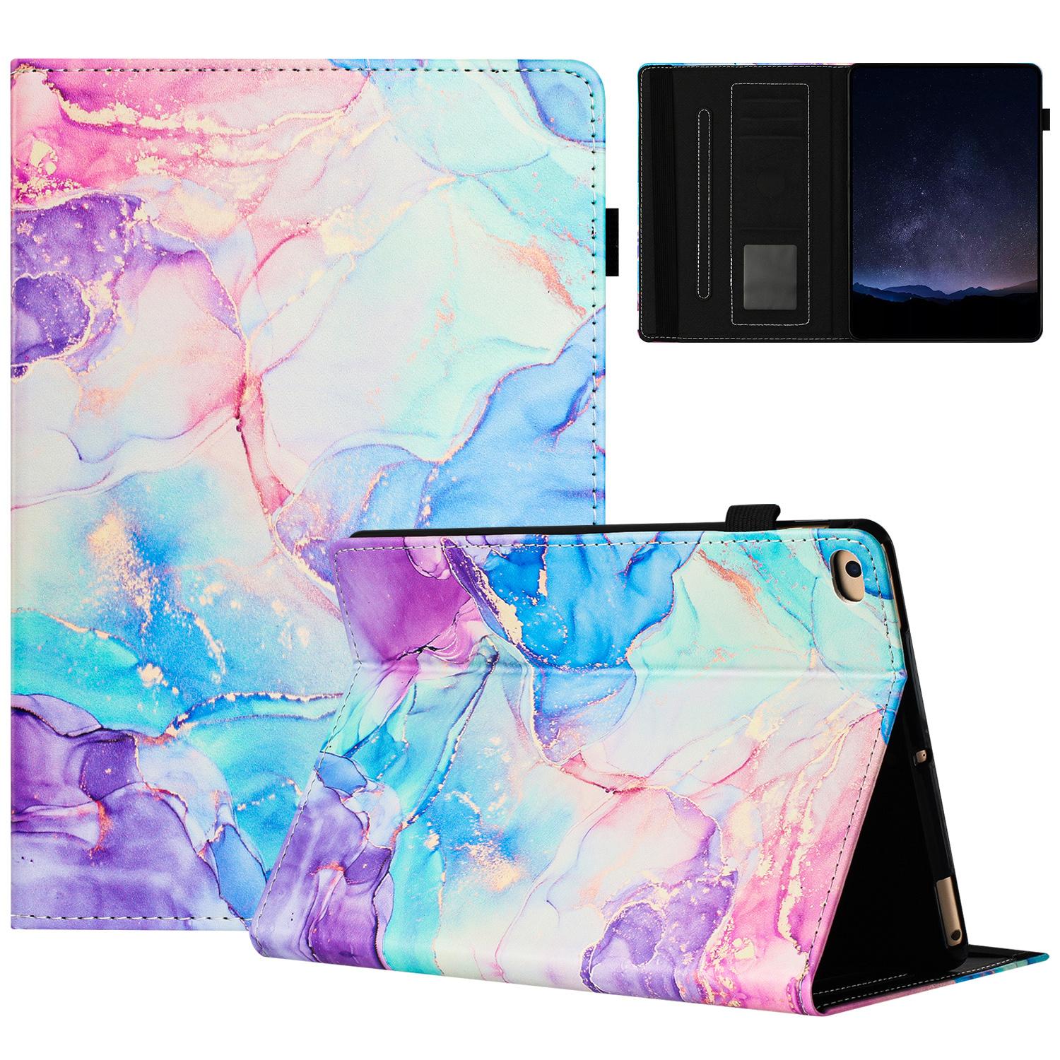 

For iPad mini/mini 2/mini 3/mini 4/mini (2019) 7.9 inch Case Marble Leather Cover with Pencil Holder,Auto Wake/Sleep Purple/Blue