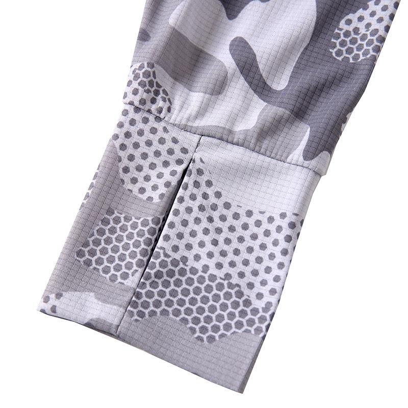 Camouflage Quick-Dry Breathable Hooded Long Sleeve Fishing Apparel with Sun Protection